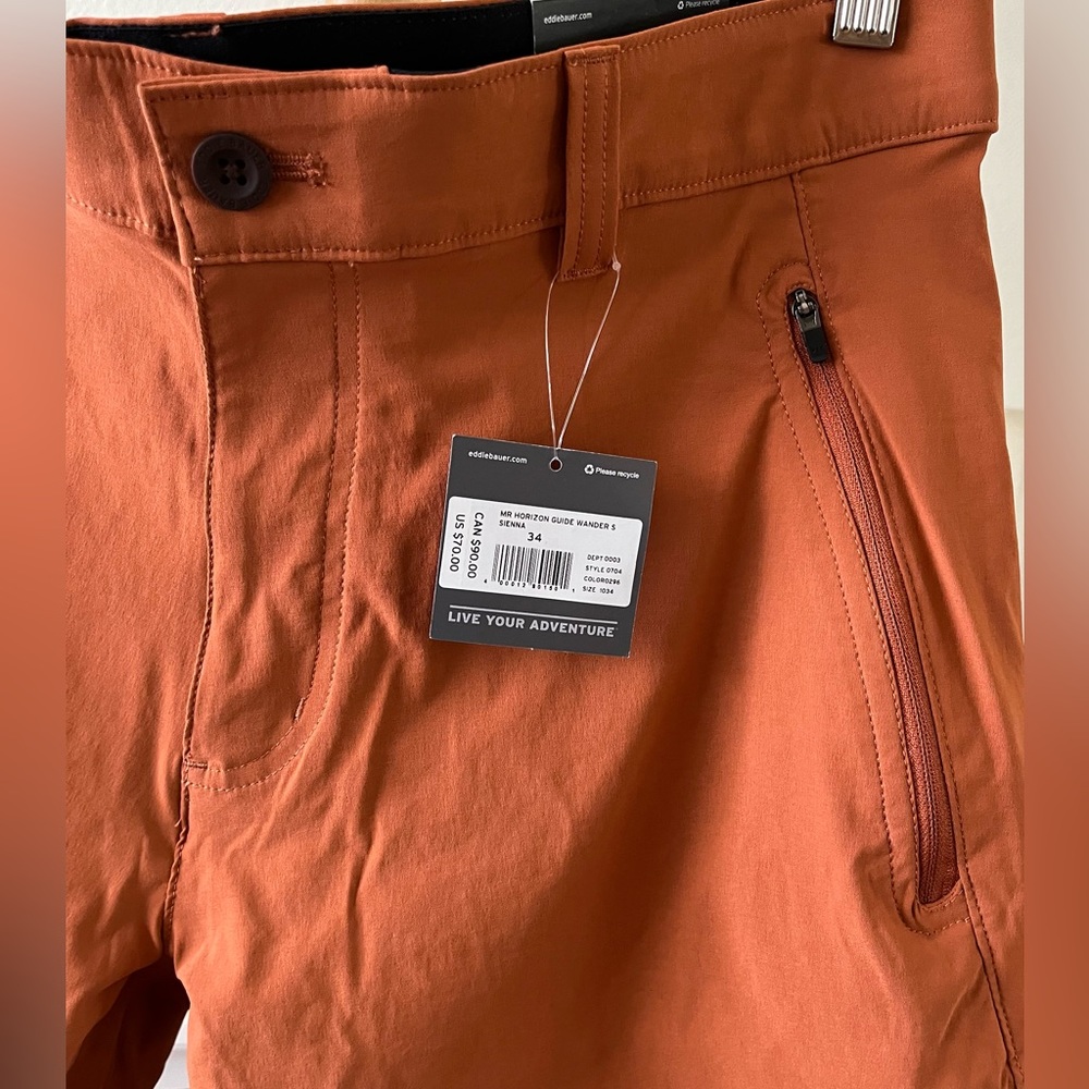 Eddie Bauer Men Horizon Guide Wander shorts. Size: 34 Color: Sienna